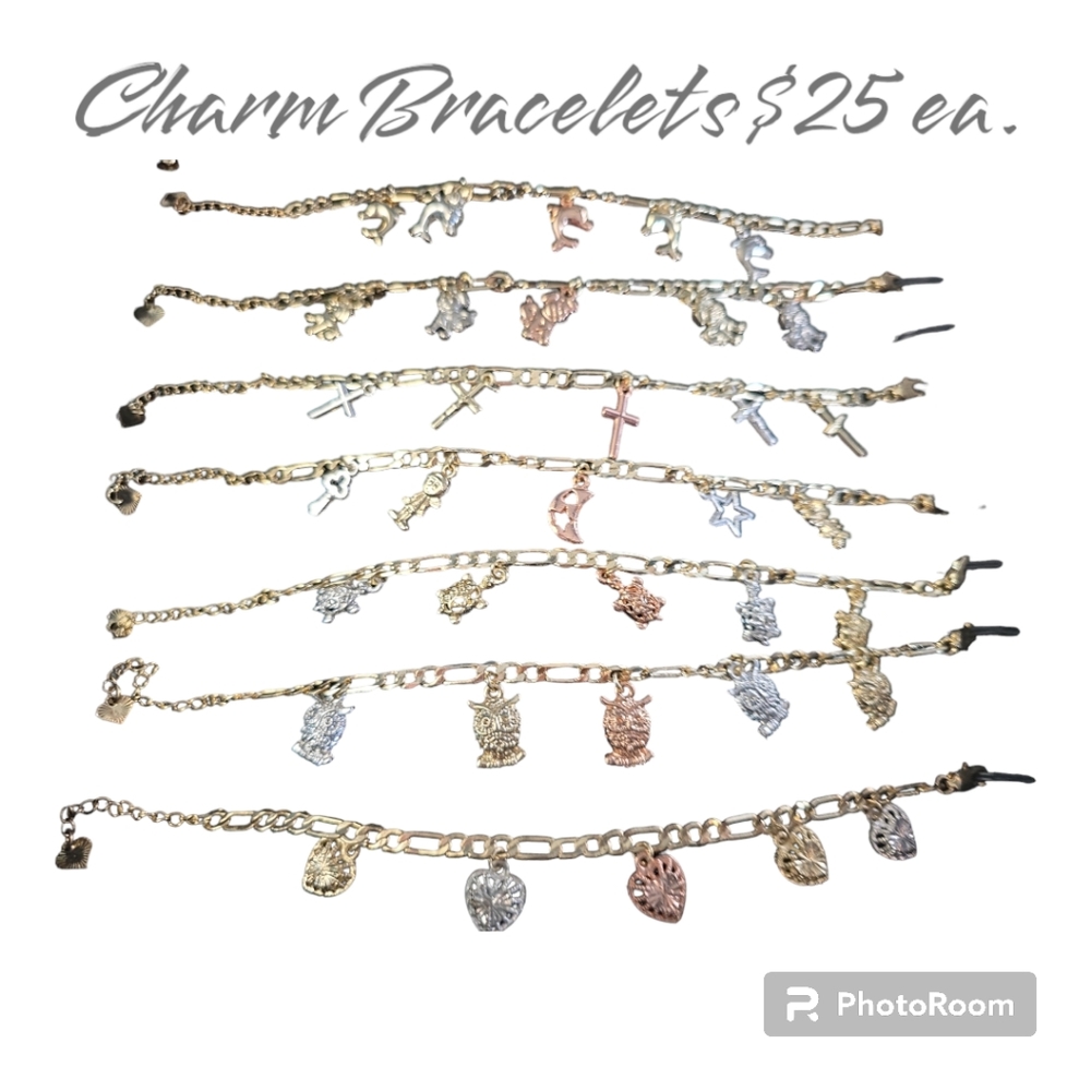 14kgold plated charm bracelets multi color
